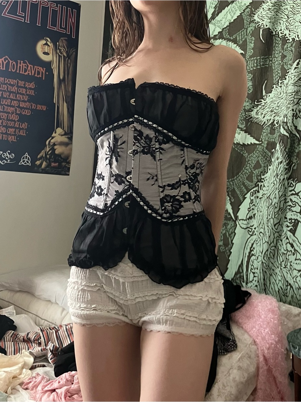 Black & White Strapless Corset